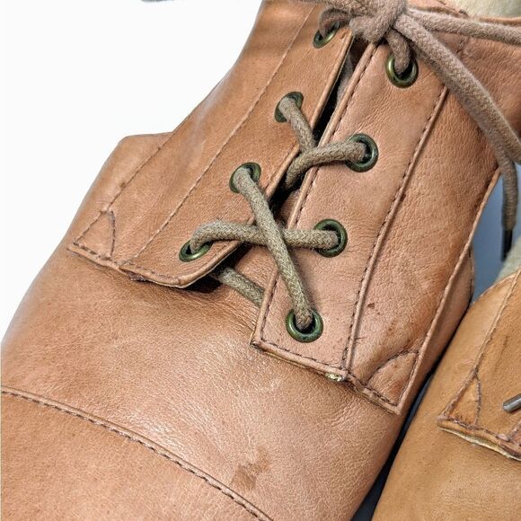 Vintage Steve Madden Lace Up Tan Leather Cut Out Sides Loafer size 10 - Picture 10 of 16
